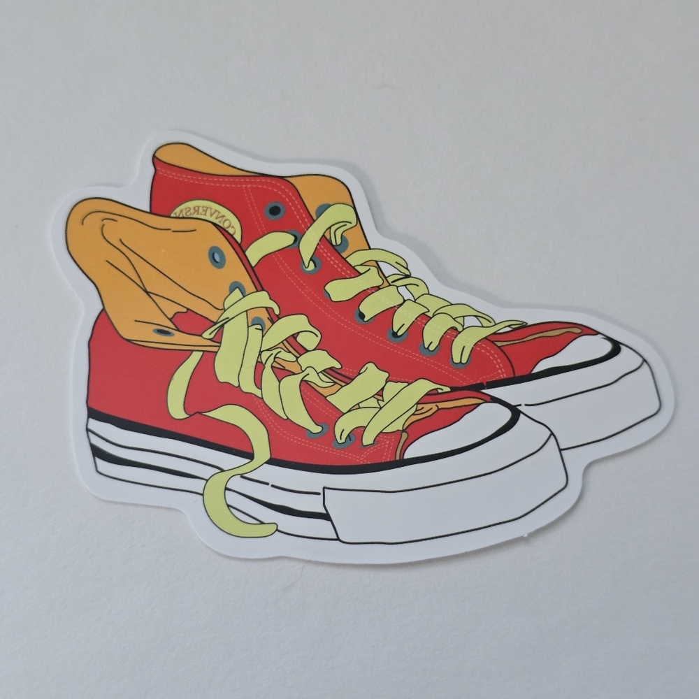 10/$10 Converse Red and Yellow High-Top Sneakers